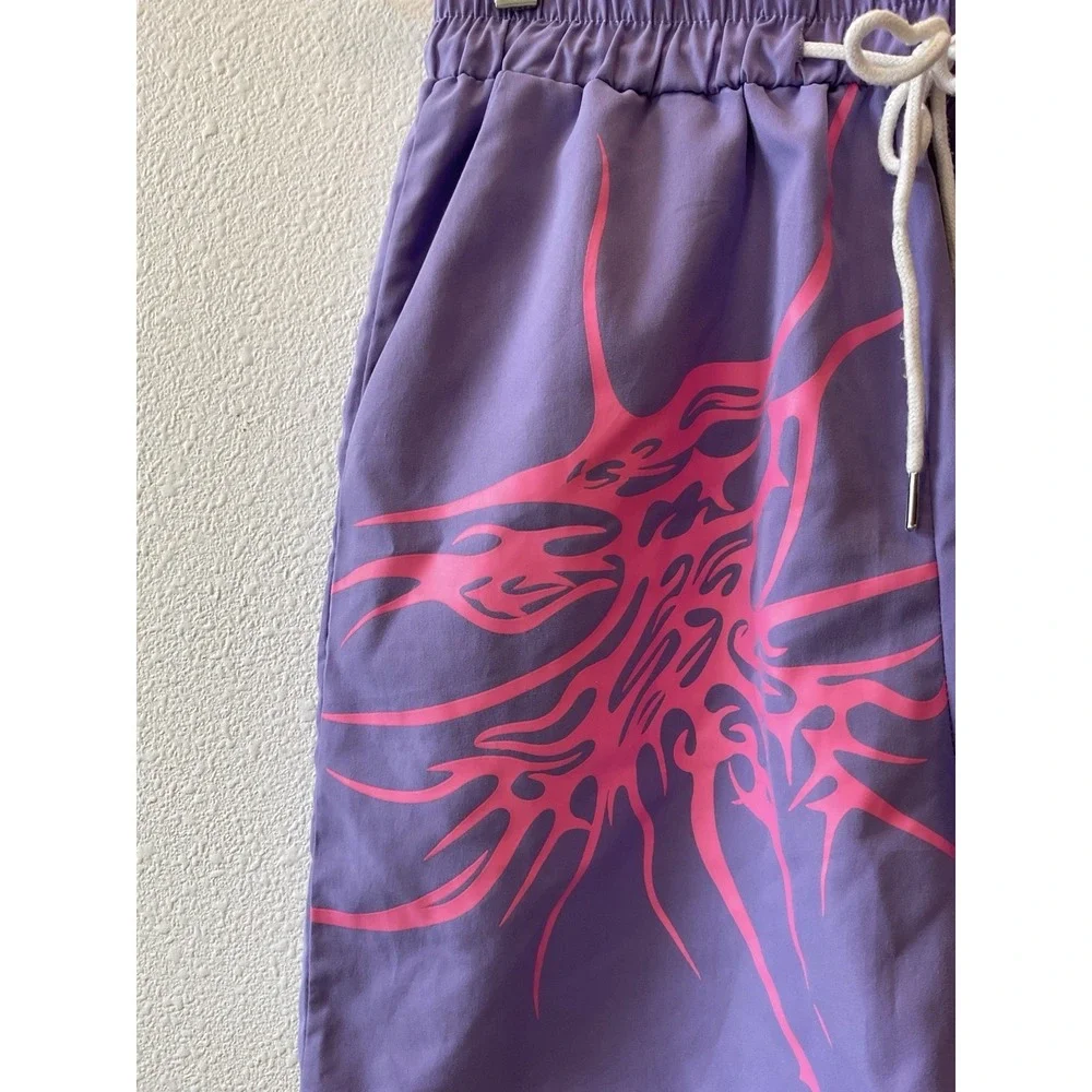 ROMWE Prep Guys Pink, White & Blue Drawstring Shorts (S)
